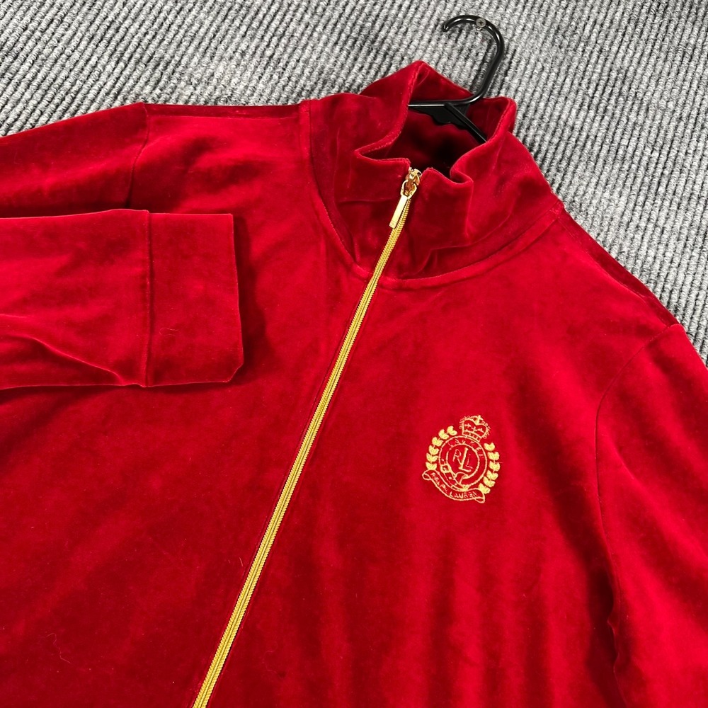 Lauren Ralph Lauren Jacket Shirt Womens XL Extra Large Red Long Sleeve Full Zip
